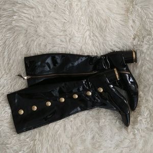Saks sz 7.5 Black patent leather boots
